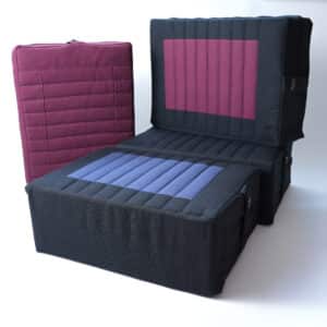 Tibetan Seat/Gomden is a firm rectangular zafu with a a comfy quilted top and carrying handle