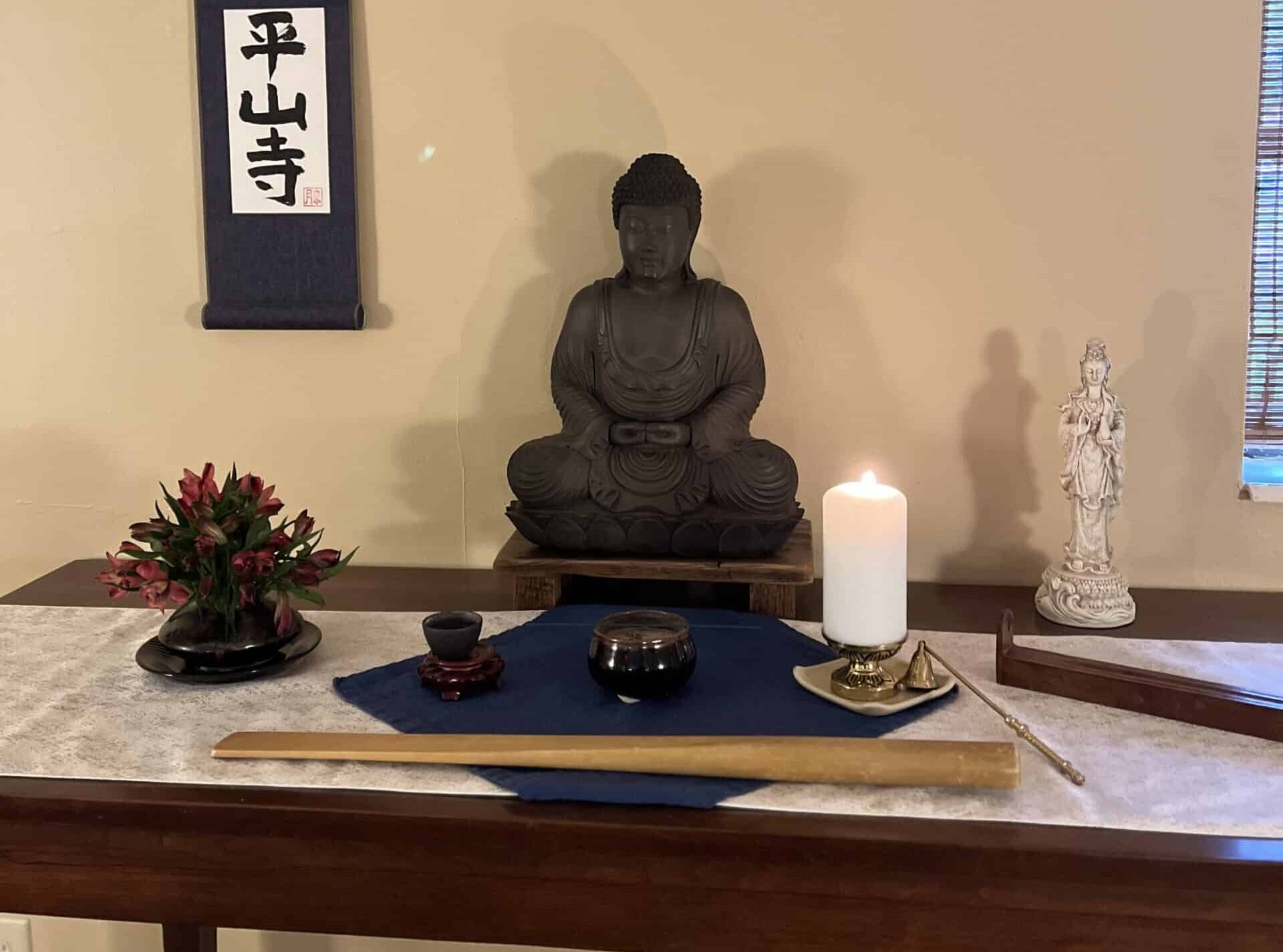 Southern palm Zen group Buddhist altar