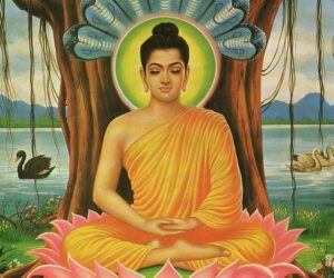 The Buddha attaining enlightenment bodhi day.